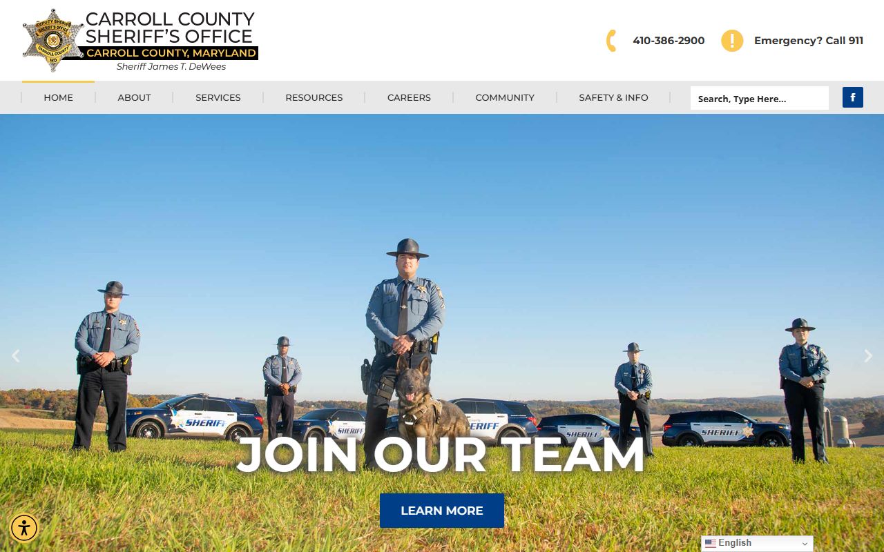 Carroll County Sheriff website with 24 hour booking and detention center information