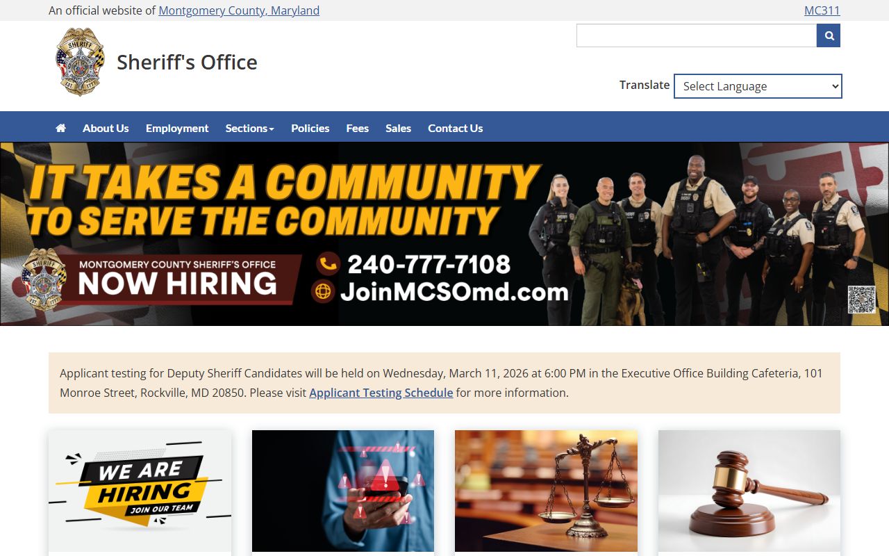 Montgomery County Sheriff Office resource for 24 hour booking information