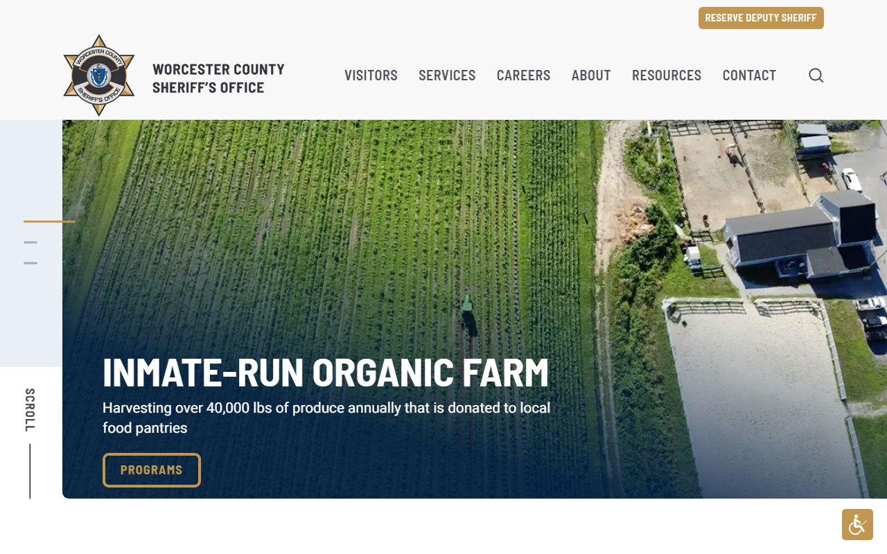 Worcester County 24 hour booking search on the Sheriff's Office website