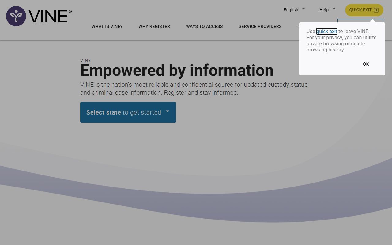 Cecil County 24 hour booking search through VINELink statewide tracking system